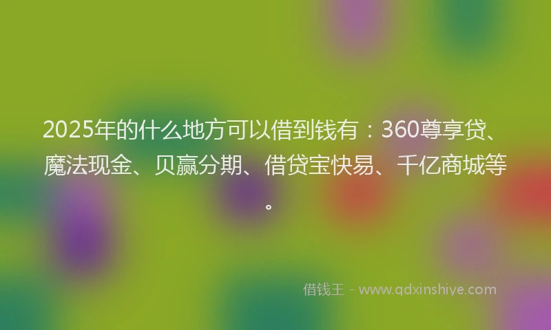2025年的什么地方可以借到钱有：360尊享贷、魔法现金、贝赢分期、借贷宝快易、千亿商城等。