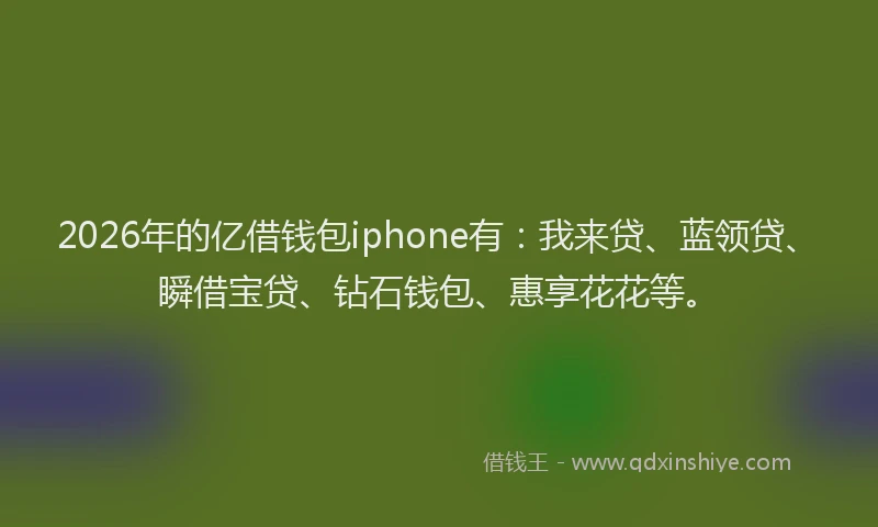 2026年的亿借钱包iphone有：我来贷、蓝领贷、瞬借宝贷、钻石钱包、惠享花花等。