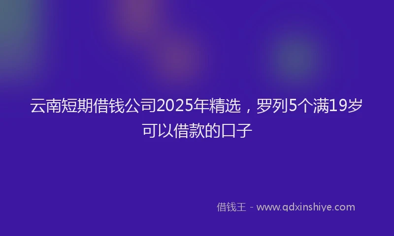 云南短期借钱公司2025年精选,罗列5个满19岁可以借款的口子