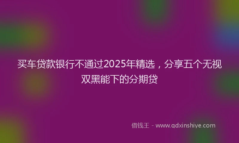 买车贷款银行不通过2025年精选，分享五个无视双黑能下的分期贷