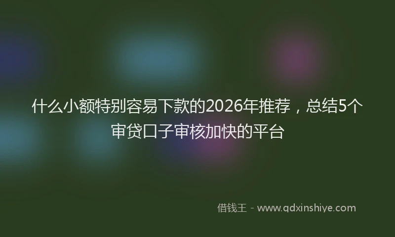 什么小额特别容易下款的2026年推荐，总结5个审贷口子审核加快的平台