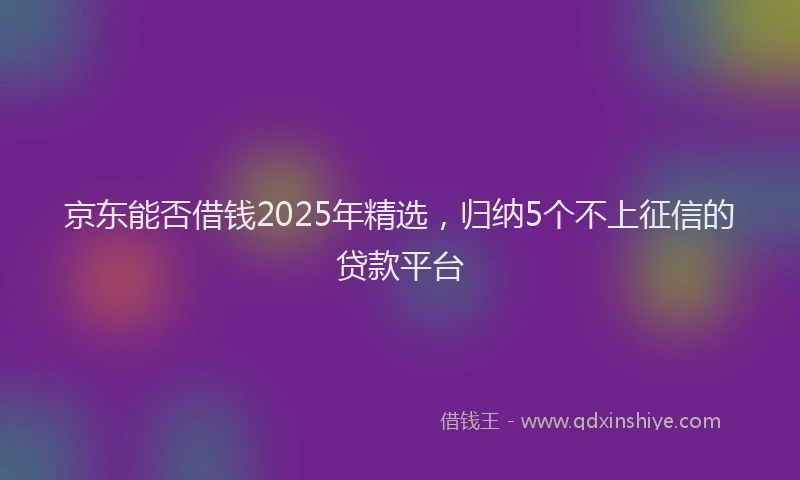 京东能否借钱2025年精选，归纳5个不上征信的贷款平台