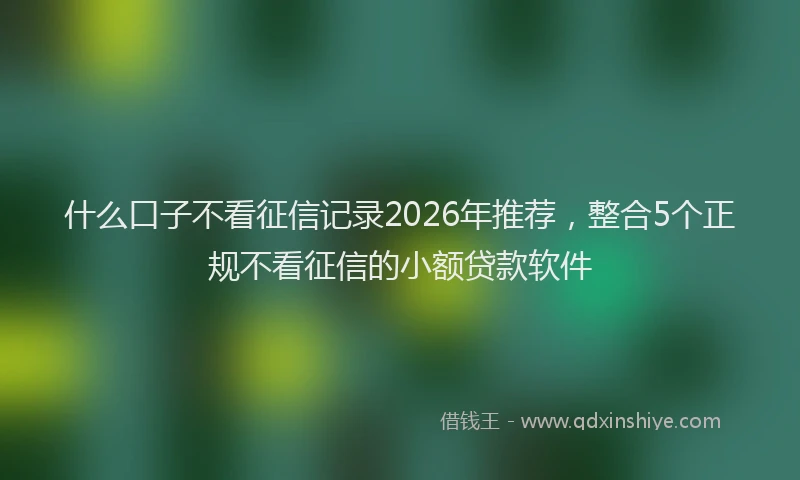 什么口子不看征信记录2026年推荐，整合5个正规不看征信的小额贷款软件
