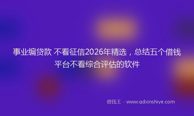 事业编贷款 不看征信2026年精选，总结五个借钱平台不看综合评估的软件