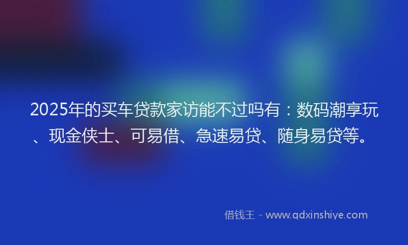 2025年的买车贷款家访能不过吗有：数码潮享玩、现金侠士、可易借、急速易贷、随身易贷等。