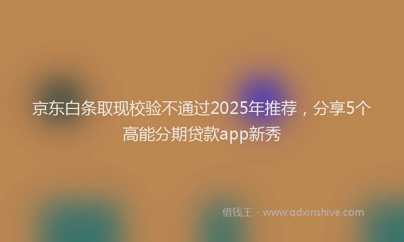 京东白条取现校验不通过2025年推荐，分享5个高能分期贷款app新秀