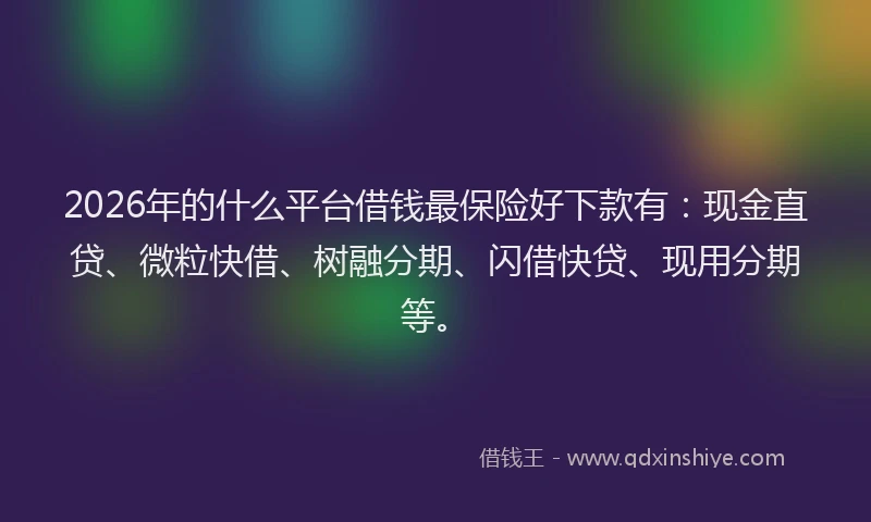 2026年的什么平台借钱最保险好下款有:现金直贷、微粒快借、树融分期、闪借快贷、现用分期等。
