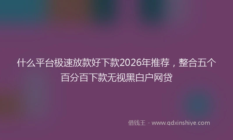 什么平台极速放款好下款2026年推荐，整合五个百分百下款无视黑白户网贷