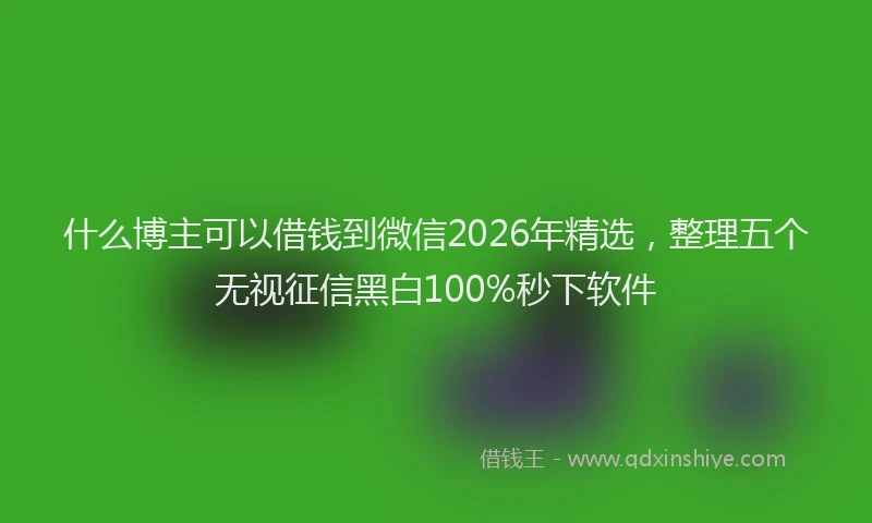 什么博主可以借钱到微信2026年精选，整理五个无视征信黑白100%秒下软件