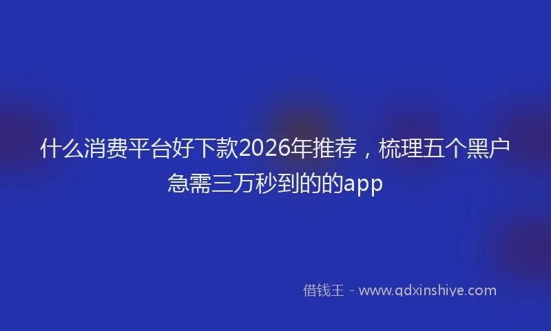 什么消费平台好下款2026年推荐,梳理五个黑户急需三万秒到的的app