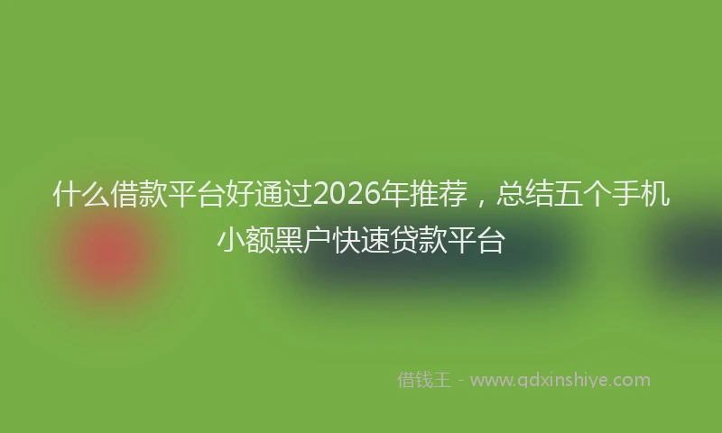 什么借款平台好通过2026年推荐，总结五个手机小额黑户快速贷款平台