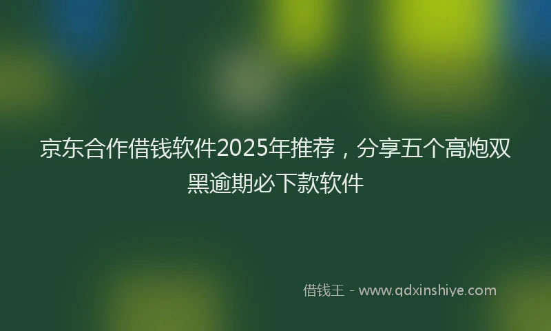 京东合作借钱软件2025年推荐，分享五个高炮双黑逾期必下款软件