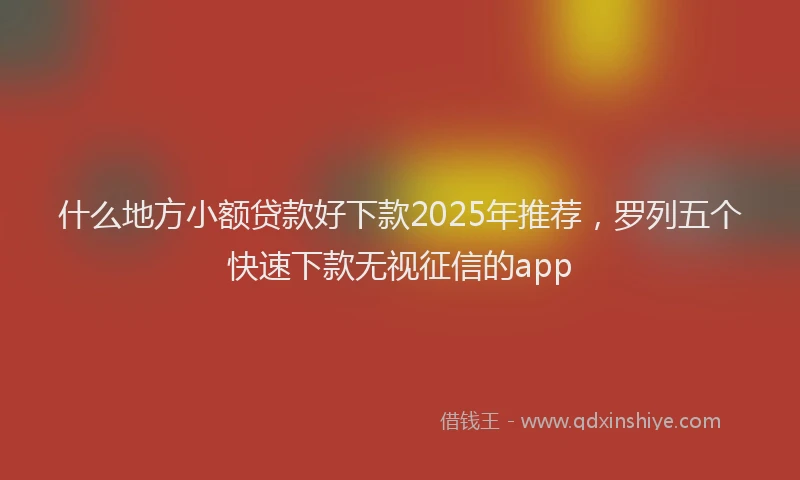 什么地方小额贷款好下款2025年推荐，罗列五个快速下款无视征信的app