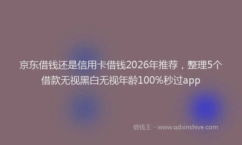 京东借钱还是信用卡借钱2026年推荐，整理5个借款无视黑白无视年龄100%秒过app