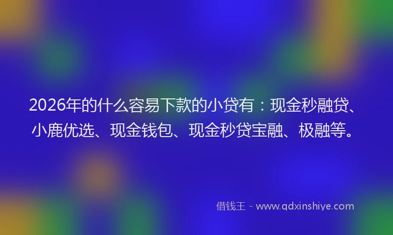 2026年的什么容易下款的小贷有：现金秒融贷、小鹿优选、现金钱包、现金秒贷宝融、极融等。