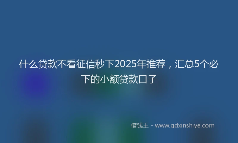 什么贷款不看征信秒下2025年推荐,汇总5个必下的小额贷款口子