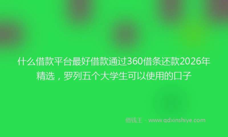 什么借款平台最好借款通过360借条还款2026年精选，罗列五个大学生可以使用的口子