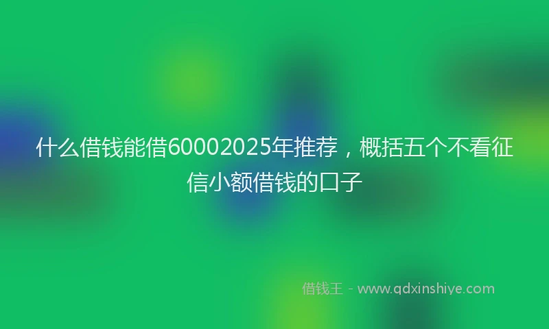 什么借钱能借60002025年推荐，概括五个不看征信小额借钱的口子