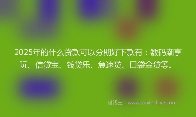2025年的什么贷款可以分期好下款有：数码潮享玩、信贷宝、钱贷乐、急速贷、口袋金贷等。