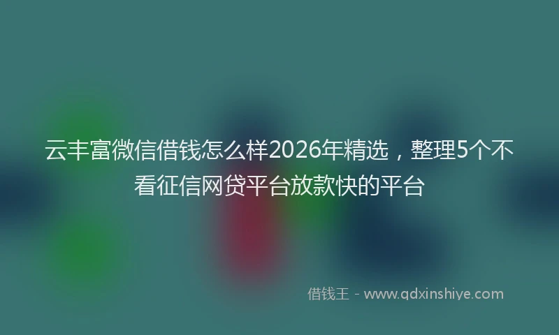 云丰富微信借钱怎么样2026年精选，整理5个不看征信网贷平台放款快的平台