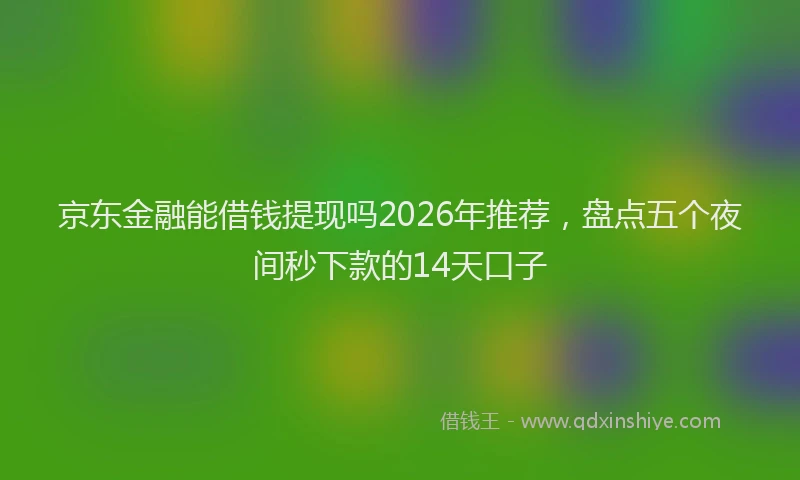 京东金融能借钱提现吗2026年推荐，盘点五个夜间秒下款的14天口子