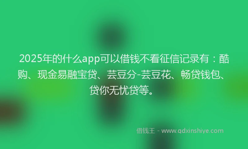 2025年的什么app可以借钱不看征信记录有：酷购、现金易融宝贷、芸豆分-芸豆花、畅贷钱包、贷你无忧贷等。