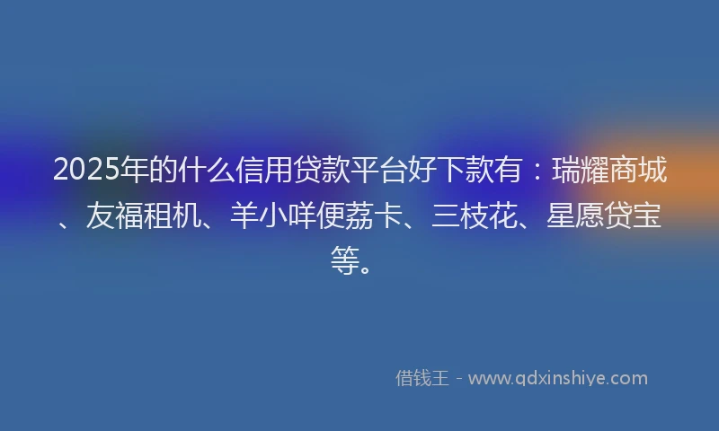 2025年的什么信用贷款平台好下款有:瑞耀商城、友福租机、羊小咩便荔卡、三枝花、星愿贷宝等。