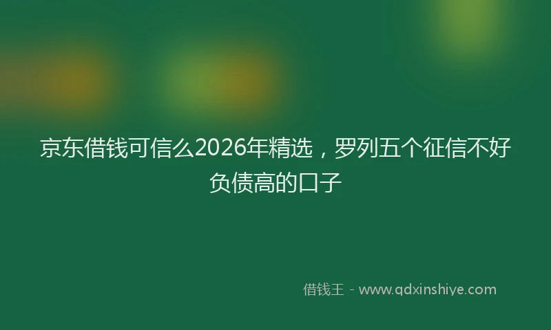 京东借钱可信么2026年精选，罗列五个征信不好负债高的口子