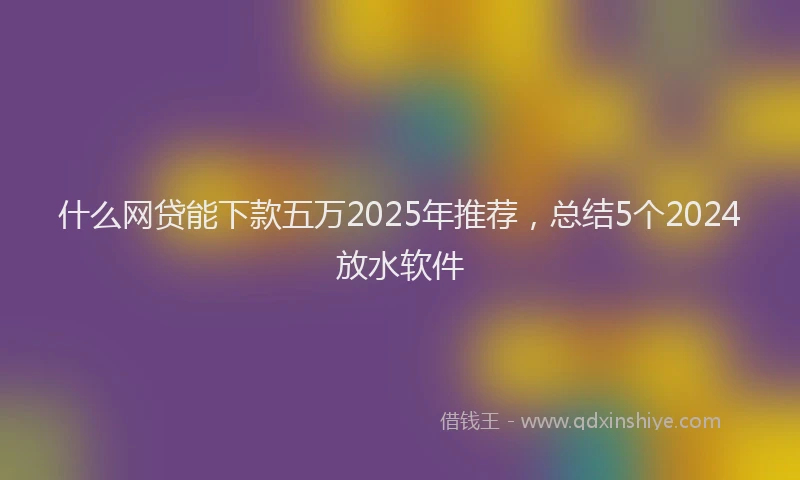 什么网贷能下款五万2025年推荐，总结5个2024放水软件