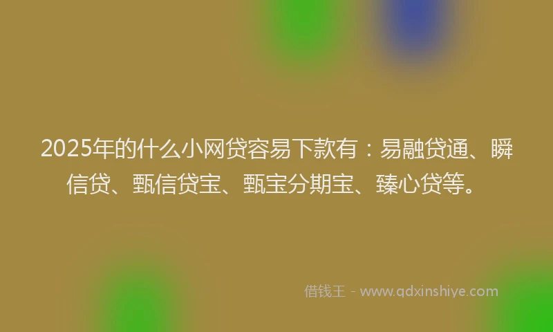 2025年的什么小网贷容易下款有：易融贷通、瞬信贷、甄信贷宝、甄宝分期宝、臻心贷等。