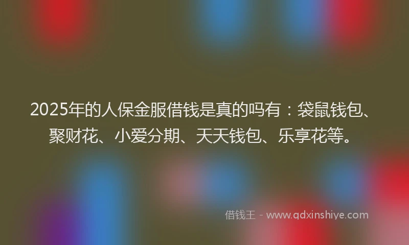 2025年的人保金服借钱是真的吗有:袋鼠钱包、聚财花、小爱分期、天天钱包、乐享花等。