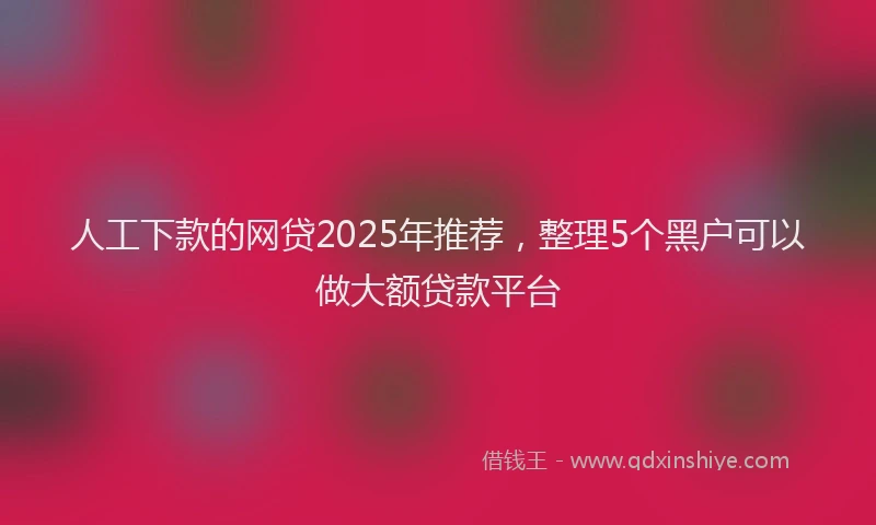 人工下款的网贷2025年推荐，整理5个黑户可以做大额贷款平台