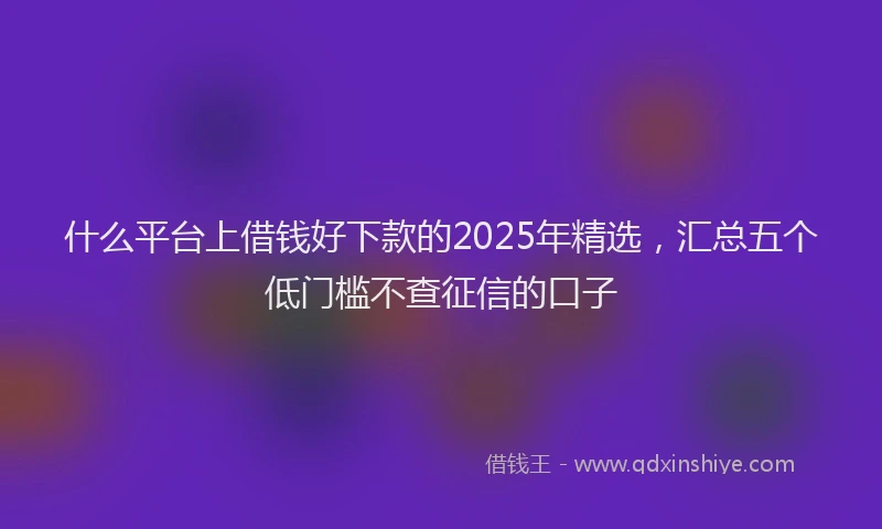 什么平台上借钱好下款的2025年精选，汇总五个低门槛不查征信的口子