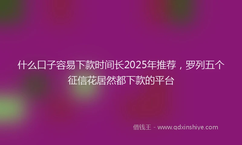 什么口子容易下款时间长2025年推荐，罗列五个征信花居然都下款的平台