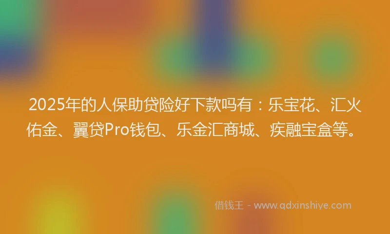 2025年的人保助贷险好下款吗有：乐宝花、汇火佑金、翼贷Pro钱包、乐金汇商城、疾融宝盒等。