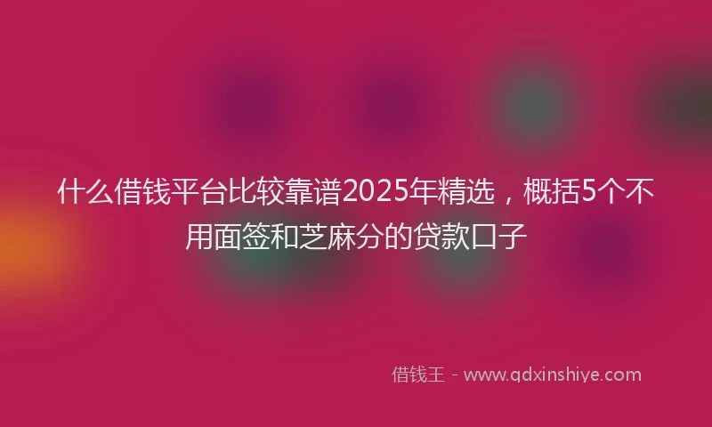 什么借钱平台比较靠谱2025年精选，概括5个不用面签和芝麻分的贷款口子