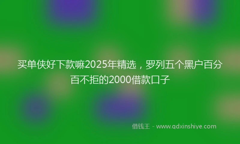 买单侠好下款嘛2025年精选，罗列五个黑户百分百不拒的2000借款口子