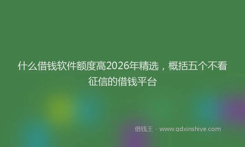 什么借钱软件额度高2026年精选，概括五个不看征信的借钱平台