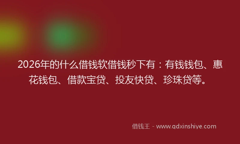 2026年的什么借钱软借钱秒下有：有钱钱包、惠花钱包、借款宝贷、投友快贷、珍珠贷等。