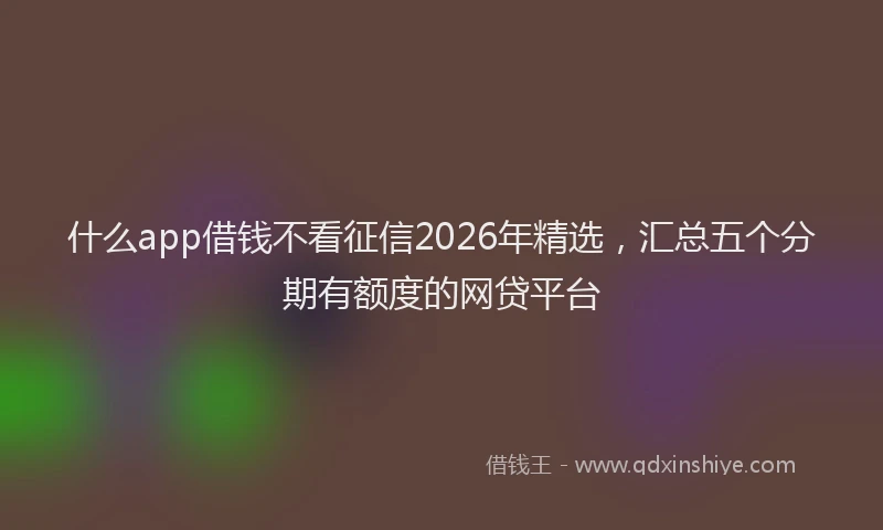 什么app借钱不看征信2026年精选，汇总五个分期有额度的网贷平台
