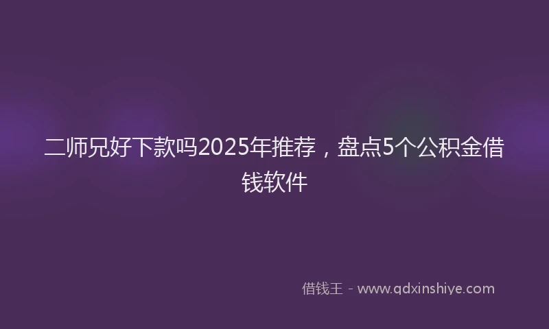 二师兄好下款吗2025年推荐，盘点5个公积金借钱软件