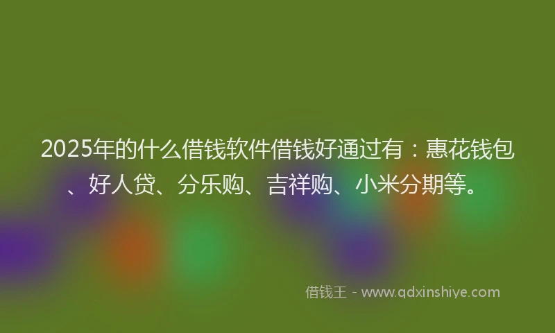 2025年的什么借钱软件借钱好通过有：惠花钱包、好人贷、分乐购、吉祥购、小米分期等。