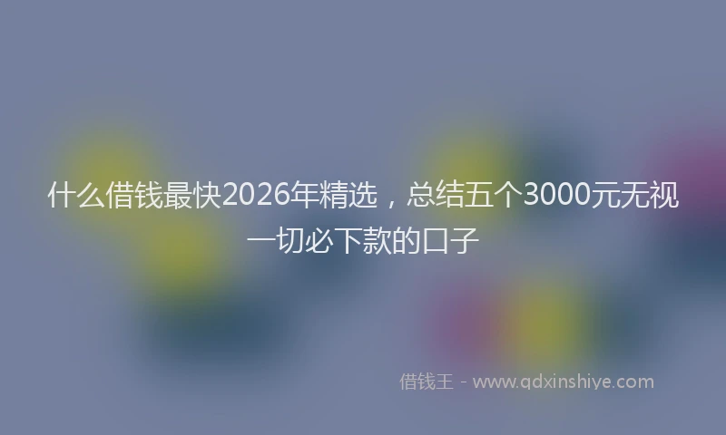 什么借钱最快2026年精选，总结五个3000元无视一切必下款的口子