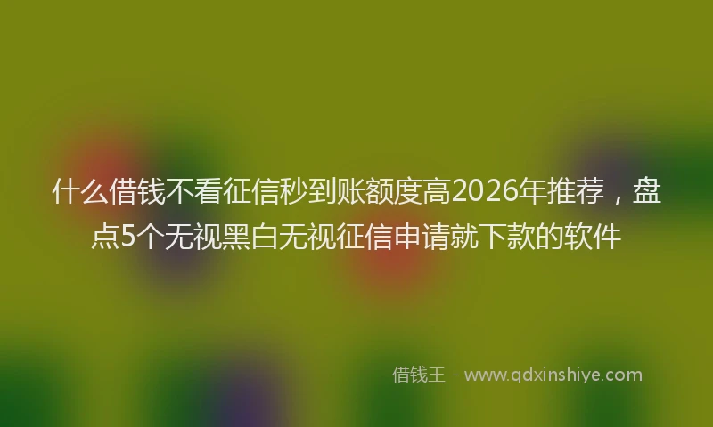 什么借钱不看征信秒到账额度高2026年推荐，盘点5个无视黑白无视征信申请就下款的软件