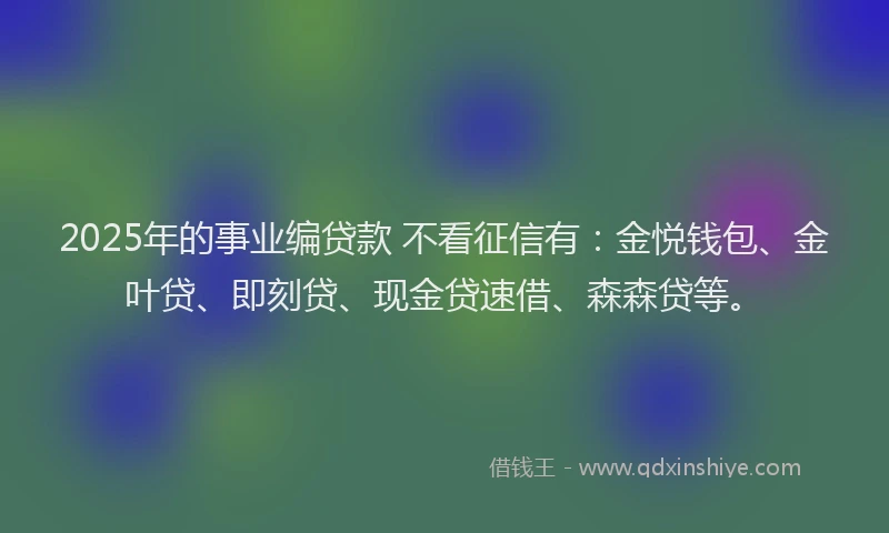 2025年的事业编贷款 不看征信有：金悦钱包、金叶贷、即刻贷、现金贷速借、森森贷等。