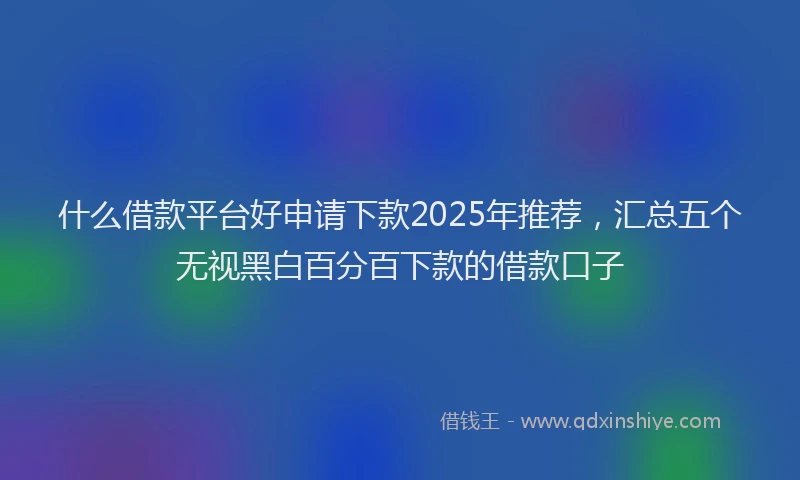 什么借款平台好申请下款2025年推荐，汇总五个无视黑白百分百下款的借款口子