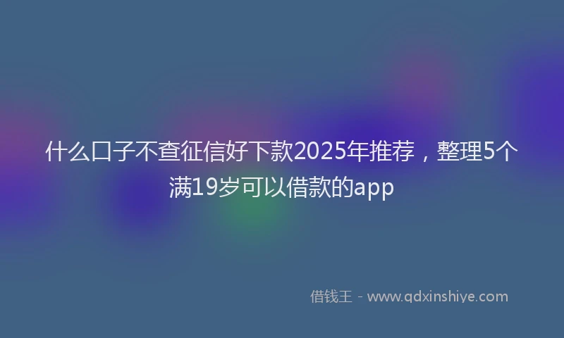 什么口子不查征信好下款2025年推荐，整理5个满19岁可以借款的app