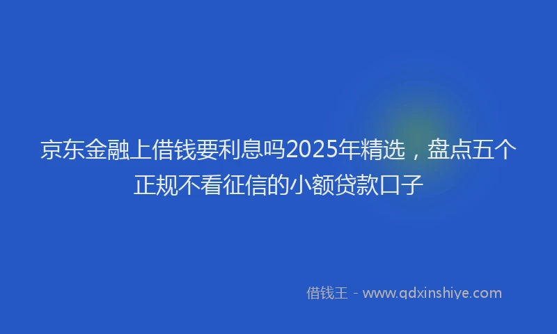 京东金融上借钱要利息吗2025年精选，盘点五个正规不看征信的小额贷款口子