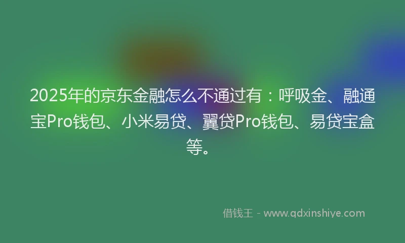 2025年的京东金融怎么不通过有：呼吸金、融通宝Pro钱包、小米易贷、翼贷Pro钱包、易贷宝盒等。