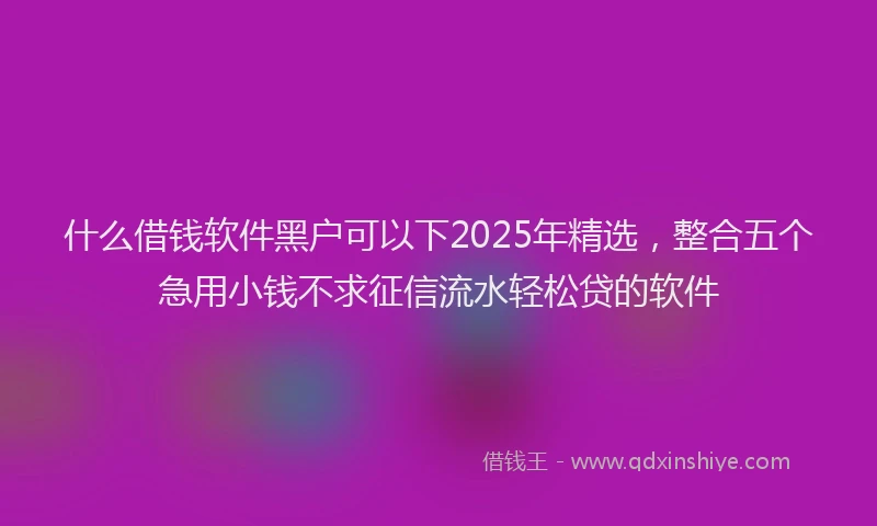 什么借钱软件黑户可以下2025年精选，整合五个急用小钱不求征信流水轻松贷的软件